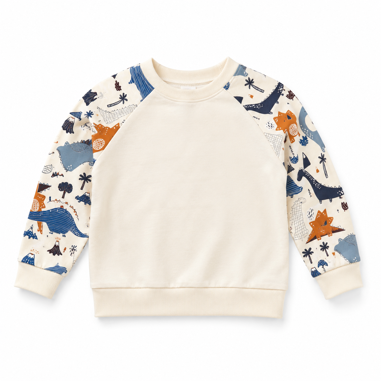 Bluza dziecięca z dinozaurami kremowa.png